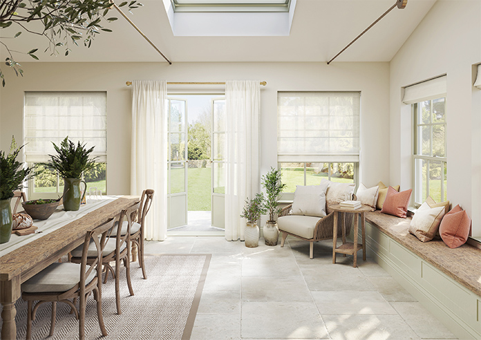 Marsala Voile, Beach White - Motorised Roman Blind - Image 8